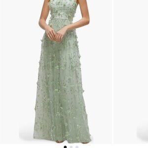 Dessy Group Green Floral Appliqué Gown